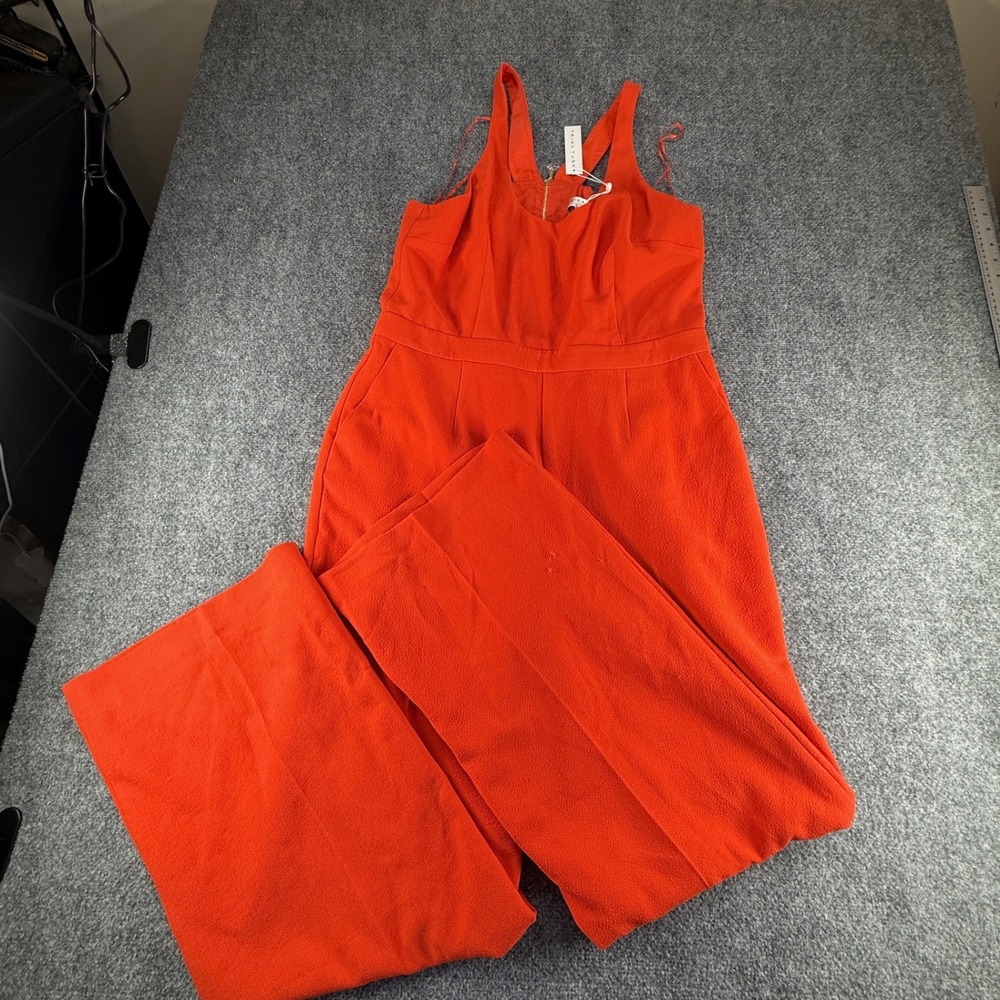 Trina Turk Golda Jumpsuit Orange Wide Leg Sleeveless V-Neck Pockets TD163001 NWT